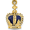 14kt Yellow Gold Enamel Blue Crown Pendant with Cross on Top