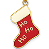14k Yellow Gold 7/8in Ho Ho Ho Stocking Enamel Pendant