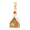 14k Yellow Gold 3/4in Gingerbread House Pendant with Enamel