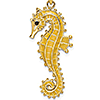 14k Yellow Gold Seahorse Pendant with Yellow Enamel 1 1/4in