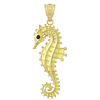 14k Yellow Gold Seahorse Pendant with Yellow Enamel 1in