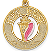 14kt Yellow Gold Key West Pendant with Enamel Conch 3/4in