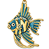 14kt Yellow Gold Blue Angelfish Pendant with Enamel