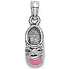 14k White Gold Baby Girl Pink Shoe Pendant