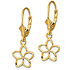14k Yellow Gold Flower Leverback Earrings
