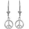 14k White Gold Peace Sign Leverback Earrings