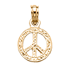 14k Yellow Gold 3/8in Textured Peace Sign Charm