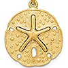 14kt Yellow Gold 3/4in Polished Sand Dollar Pendant
