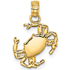 14kt Yellow Gold 5/8in 2-D Crab Pendant