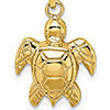 14k Yellow Gold 2-D Sea Turtle Pendant 5/8in