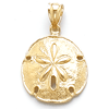 14kt Yellow Gold 3/4in Beveled Sand Dollar Pendant
