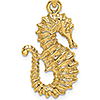 14kt Yellow Gold 7/8in 2-D Seahorse Pendant