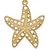 14kt Yellow Gold 3/4in Cut-Out Starfish Pendant