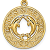 14k Yellow Gold Turks and Caicos Pendant with Dolphin 3/4in