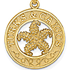 14k Yellow Gold Turks and Caicos Pendant with Starfish 3/4in