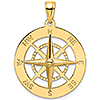 Nautical Compass Pendant 7/8in 14kt Yellow Gold