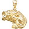 14kt Yellow Gold 3/4in 2-D Bass Fish Pendant
