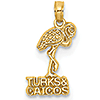 14k Yellow Gold Turks and Caicos Flamingo Pendant