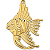 14k Yellow Gold Textured Angelfish Pendant 1 1/2in