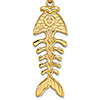 14kt Yellow Gold 1in 3-D Fishbone Pendant