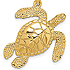 14k Yellow Gold Sea Turtle Pendant 1in