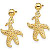 14kt Yellow Gold Starfish Dangle Earrings 3/4in