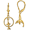 14kt Yellow Gold 32mm Dolphin Hoop Earrings