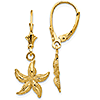 14kt Yellow Gold 32mm Starfish Leverback Earrings