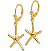 14kt Yellow Gold Thin Starfish Leverback Earrings