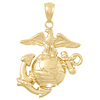 14k Yellow Gold 1in Eagle Globe and Anchor USMC Pendant