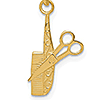 14k Yellow Gold Textured Hairdresser Comb and Scissors Pendant