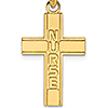 14kt Yellow Gold 3/4in Nurse Cross Pendant
