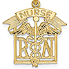 14k Yellow Gold Nurse RN Frame Pendant