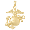 14k Yellow Gold Eagle Globe and Anchor Pendant 3/4in