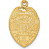 14k Yellow Gold 3/4in Police Badge Pendant