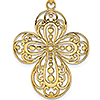 14k Yellow Gold Cut-Out Filigree Cross Pendant 1in