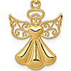 14k Yellow Gold Angel Holding Heart Pendant 5/8in