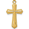 14kt Yellow Gold Cross Pendant with Beaded Trim 3/4in