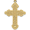 14k Yellow Gold Cross Pendant with Flowered Scroll 5/8in