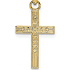 14k Yellow Gold Small Block Textured Cross Pendant