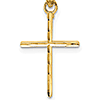 14kt Yellow Gold 1/2in Diamond Cut Stick Cross Pendant