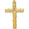 14k Yellow Gold Textured Cross Pendant 2in