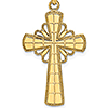 14k Yellow Gold Beaded Edge Crusader Cross Pendant 1in