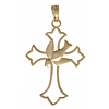14kt Yellow Gold 3/4in Dove Cross Pendant