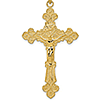 14k Yellow Gold Fleur De-lis Crucifix Pendant 1 3/8in