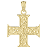 14kt Yellow Gold 5/8in Greek Cross Pendant with Scroll Design