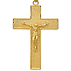 14k Yellow Gold Block Crucifix Pendant 1 1/2in