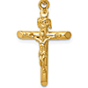 14kt Yellow Gold 3/4in INRI Crucifix Pendant with Beveled Tips
