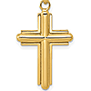 14kt Yellow Gold 3/4in Beveled Stick Cross Pendant 
