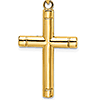 14k Yellow Gold Tubular Cross Pendant 1in